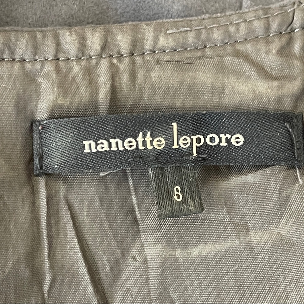 Nanette Lepore Gray Faux Suede Sleeveless Belted A-Line Dress Size 8 - Picture 10 of 12